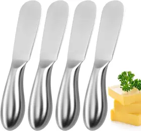 Mlu047s -alu 4-piece Stainless Steel Butter Knife Set For Spreading Cold And Jam