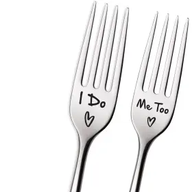 Aakihi 725683329117 Funny I Do Me Too Forks Set Engraved Stainless Steel For Women Men Wedding Gift