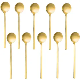 Accfore 779880155079 10 Pack Espresso Spoonsgold Plated Stainless Steel Mini Teaspoons Set For Cof