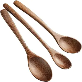 Jl032 Acinlukit Wooden Soup Spoons Set 7.7 Inch Long Handle Round And Pointed Head Design