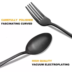 Acnusik 635638444294 Matte Black Silverware Set For 8 40 Pieces Heavy Duty Stainless Steel Flatwa #3