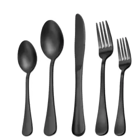 Acnusik 635638444294 Matte Black Silverware Set For 8 40 Pieces Heavy Duty Stainless Steel Flatwa