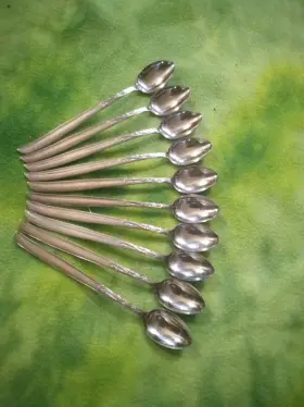 Acf7 Acsons Vtg Floral Iced Tea Spoons Stainless Flatware 7 Inch Japan Set 10 Mcm