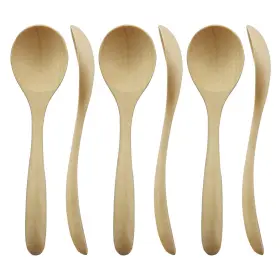 Adloryea 608807499722 Wood Spoon For Eating 6-piece Wooden Spoons 7 Inch Handmade Natura