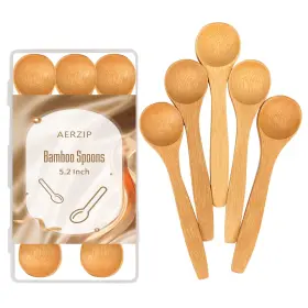 Aerzip 793072834146 5.2 Inch Bamboo Spoons Small Wooden For Condiments Spices Sugar Salt J