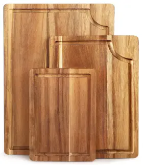 Aidea 958453409335 Acacia Wood Cutting Board Set With Juice Groove 3 Pieces Organic Wooden Cu