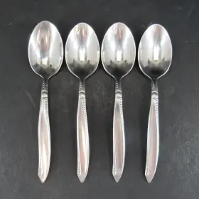 Amk8 Airmack Beaded Stainless Flatware Solingen-germany Set Of 4 Teaspoons