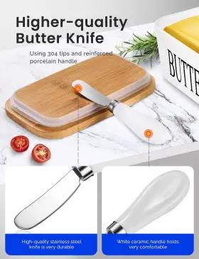 Aisbugur 712449114136 2 Pack Stainless Steel Butter Spreader Knife With White Porcelai #3