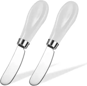 Aisbugur 754148801905 2 Pack Stainless Steel Butter Spreader Knife With White P