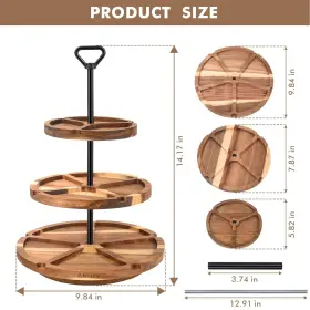 Albarz 198168098172 Elegant Charcuterie Boards Three Tiered Acacia Cheese Board With 360 Easy-to #2