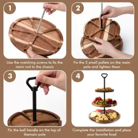 Albarz 198168098172 Elegant Charcuterie Boards Three Tiered Acacia Cheese Board With 360 Easy-to #3