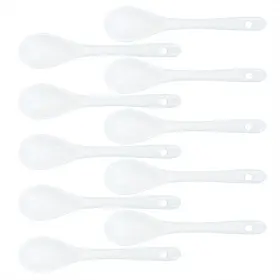Albedel 670724452241 White 10 Pcs Porcelain Egg Spoons Ceramic 4.7 Inch Coffee Dessert Yogu