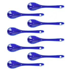 Albedel 670724452296 Blue 10 Pcs Porcelain Egg Spoons Ceramic 4.7 Inch Coffee Dessert Yogur
