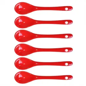 12c-1x6-r Albedel A-shaoz- Egg -12c-1x6-r Red 6 Pcs Porcelain Spoons Ceramic 4.7 Inch Coffee Dessert Yogurt