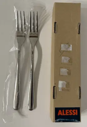 Lcd01-2 Alessi - Lcd01/2 Caccia Table Fork 2 Pieces New Three Prongs