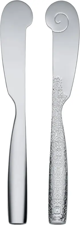 Mw03 Alessi Inch Dressed Butter Knives In 18/10 Stainless Steel Mirror Silver