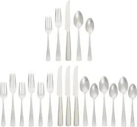 2088a-20 Amazon Basics 20-piece Stainless Steel Flatware Set With Square Edge Silver