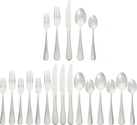 2266a-20 Amazon Basics Silverware Set Stainless Steel Flatware 20-piece Silver