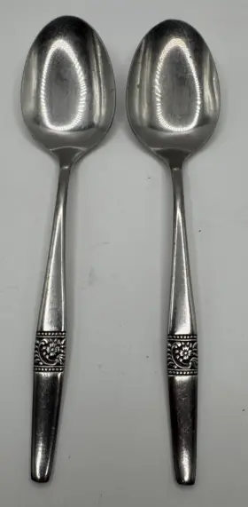 Afs16 Amefa 2 Holland Stainless Serving Spoons 8 1/4 Inch Euc