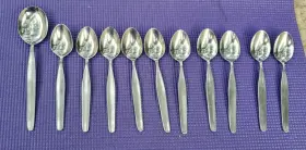 Afs5 Amefa Holland 9 Teaspoons 6 Inch And 1 Gumbo Spoon 7