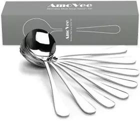 Amovee 520880111943 Soup Spoons Wholesale Stainless Steel Alpha Round Set Of 8 #2