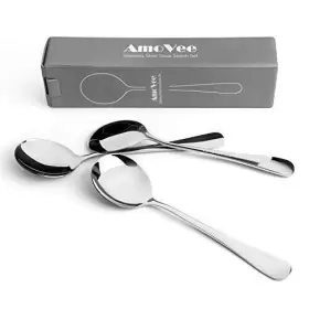 Amovee 520880111943 Soup Spoons Wholesale Stainless Steel Alpha Round Set Of 8 #3