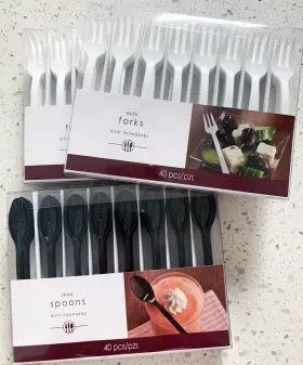 11258 Amscan Nib 80 Mini Cocktail Forks 40 Spoons Miniature Forchettes Appetizer 4 Inch
