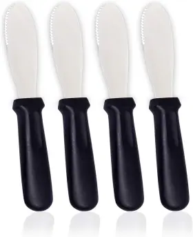 Anapoliz 636339642392 Butter Spreader Knives 4 Pcs Wide Blade Stainless Black-handle