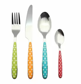 Annova 971844221019 24pcs Flatware Set - Stainless Steel Silverware/cutlery With Color Han