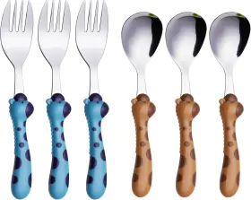 An114-156-159-161-248 Annova Kids Silverware Set 6 Pieces - Childrens Flatware Stainless Green