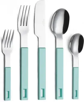 An336 Annova Silverware Set 20 Pieces Stainless Steel Cutlery Color Block Turquoise