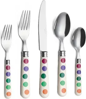 Annova An46 Polka Dots Colorful Handle Silverware Set Service For 4 Complete 20 Pieces