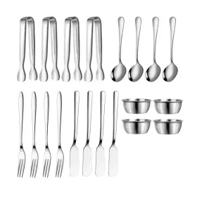 Anqtovp 313043123125 Stainless Steel Charcuterie Accessory Set 20 Pieces Spreader Knives Spoons Forks