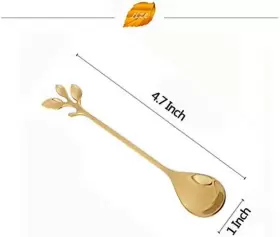 Ansaw 445005210253 Stainless Steel Gold Leaf Coffee Spoon-ansaw 10 Pcs Creative Tableware Dessert S #2
