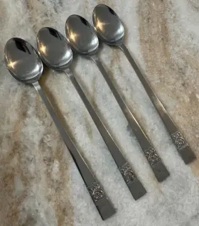 Armack Amk14 Stainless By Glossy Single Flower Japan Mcm 4pc Iced Tea Spoons