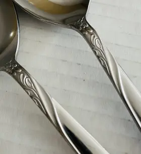 Amk6 Armack Stainless Japan Salad Serving Set Glossy Flower Curved Line #2