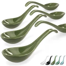 B09hbvb4cw Artena 6.75 Inch Solid Asian Soup Spoon Set Of 6 Ultra-fine Porcelain Japanese
