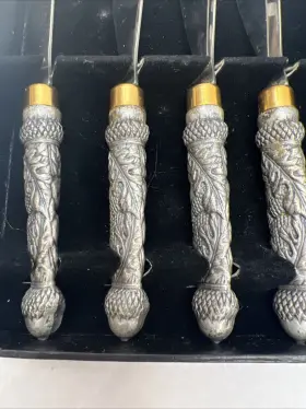 4-106 Arthur Court Designs Speaders Carved Acorn Handles Stainless Steel Set Of 4 #3