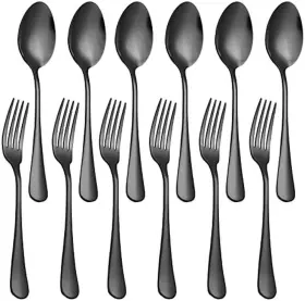 As Shown 757842243941 Set Of 12 Stainless Steel Dinner Forks And Spoons Silverware Heavy-duty F