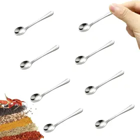 S1059 Asanta 8 Pcs Stainless Steel Mini Spoons For Spice Jars Small Condiments Salt Suga