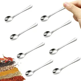 S1068 Asanta 8 Pcs Tiny Stainless Steel Spoons For Spices Jars Upgraded Size 3.54 Inch M