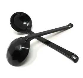 Asian Home 791319924162 Black Melamine Japanese Long Handle Spoons For Ramen Soup Hot Pot Eating Mixing