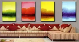 Asian Home Opc263 Modern Abstract Art Oil Painting Stretched Ready To Hang 28 Inch L X 16 W