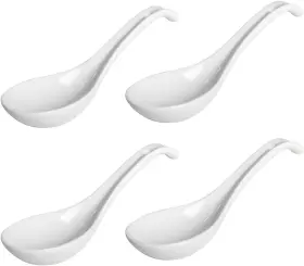 Assaoy 445018481459 Porcelain Soup Spoons 7 Inch Asian Japanese Chinese Ramen Pho Wonton Rice