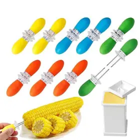 Augsun 016012652618 18 Pcs Stainless Steel Corn Cob Holders With Silicone Handle And Convenient Butter