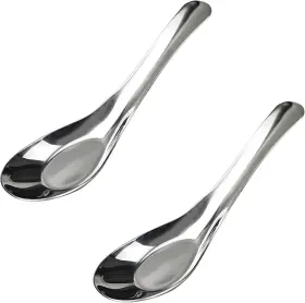 Auxbc L0691 2pcs 5.5 Inch Stainless Steel Soup Spoons Mirror Polished Long Handle Ramen