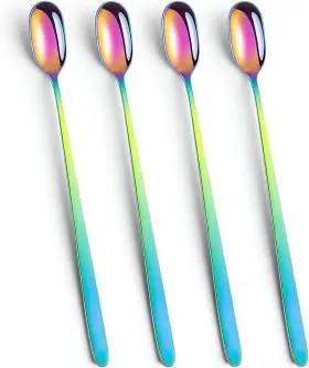 Ayfdishs 313052616656 Long Handle Iced Tea Spoons 9.1-inch Stainless Steel Coffee Spoon Dessert