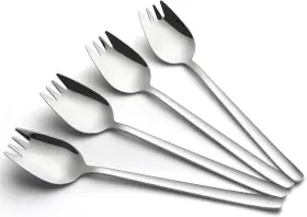 Ayfdishs 445000457493 Sporks 4-pack Food-grade Stainless Steel 7.4-inch Long Handled Dessert Sp