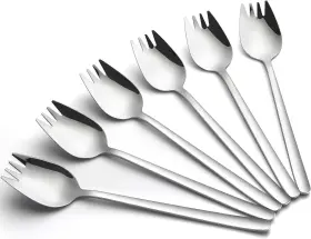 Ayfdishs 445009648625 Sporks 6-pack Food-grade Stainless Steel 7.4-inch Long Handled Dessert Sp