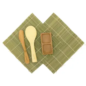 Bamboomn 6937259176122 Sushi Making Kit - 2x Green Bamboo Rolling 5 Piece Set Deluxe